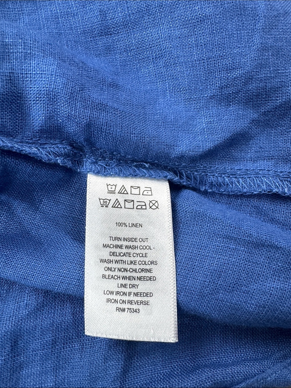 Sigrid Olsen 100% Linen Colbalt Blue Button Front Shirt Tunic Roll Tab Size XL - Picture 4 of 11